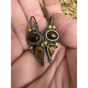 Vintage Baltic Amber Earrings ~ 1.5” Boho Gems Lovely Ethnic Native American